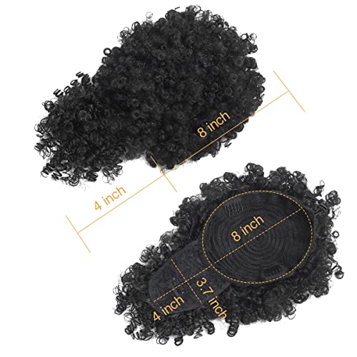 Yuanqing Hair Afro Puff Drawstring Ponytail With Bangs Pineapple Updo Hair For Black Women, Short Kinky Curly Ponytail Bun (1B), 1.0 Count #TOP4