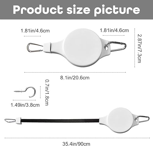 Miniatura 2 de Paquete de 2 poleas retráctiles ajustables para colgar plantas colgantes, resistentes, para interiores y exteriores, para cestas de jardín, macetas