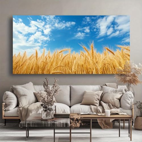 Cuadro decorativo de lienzo campo de trigo dorado para decoración de paredes de oficina