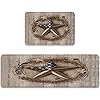 Kitchen Rugs Sets 2 Pieces Country Primitive Barn Star Patriotic on Wooden Board Americana Anti Fatigue Floor Mat Washable Doormat Non Slip Area Runner Rugs and Mats for KitchenLaundryBathroom