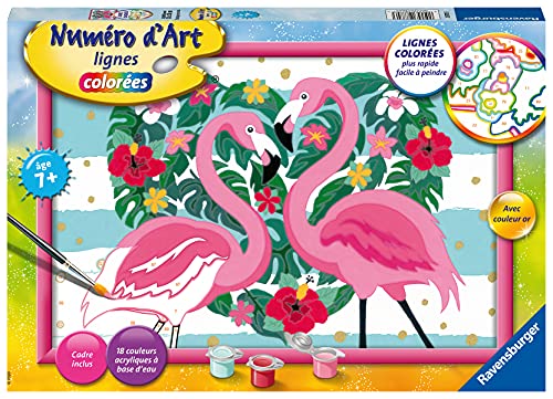 Ravensburger – Numéro d’art grand format – Flamingos amoureux – loisir créatif – kit de peinture acrylique – activite détente – enfant dès 7 ans – 28770
