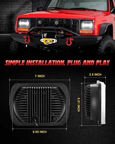 Image of LX-LIGHT 105W 1000% Bright Black H6054 5x7 7x6 Led Headlights DRL Anti-glare Hi /Low Sealed Beam Compatible with Jeep Wrangler YJ Cherokee XJ Trucks Ford Chevy etc
