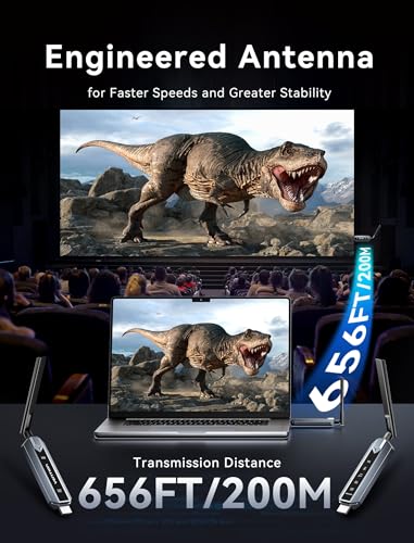 Image of VENTION Wireless HDMI Transmitter and Receiver 656FT with LED Screen, Up to 6 RXs, Heat-Control, Plug & Play Wireless HDMI Extender Kit 4K Decode to Monitor from PC /Projector /TV Box(1RX)