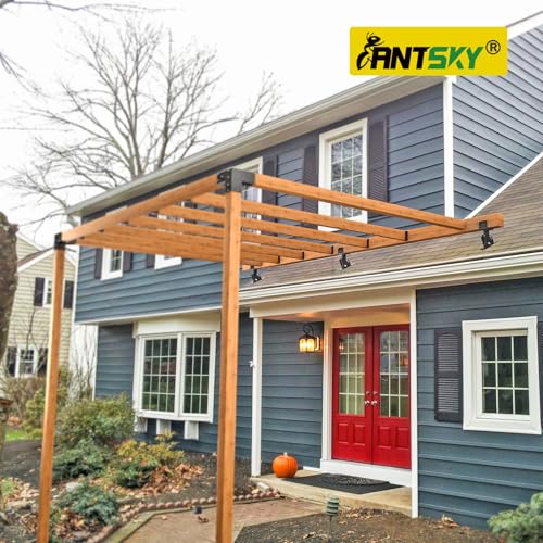 Antsky Pergola Brackets 4x4 (Actual Size:3.5\"×3.5\") Adjustable Angles Saddle Roof Riser Brackets for Patio Cover 304 Stainless Steel Pergola Bracket Kit Patio Roof Riser Patio Kit, 3Pack