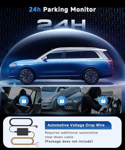 Image of 4 Channel 360 Dash Cam Front and Rear Inside Left Right, 2 Inch Dash Camera for Cars, Built-in Night Vision, Sensitive Motion Detection 24 /7 Recording Parking Mode Monitor Reversing Help