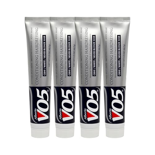 Alberto VO5 Conditioning Hairdressing - Grey White Silver Blonde Hair - Conditioner Smooths Frizz and Enhances Color Vibrancy - 1.5 oz - Pack of 4