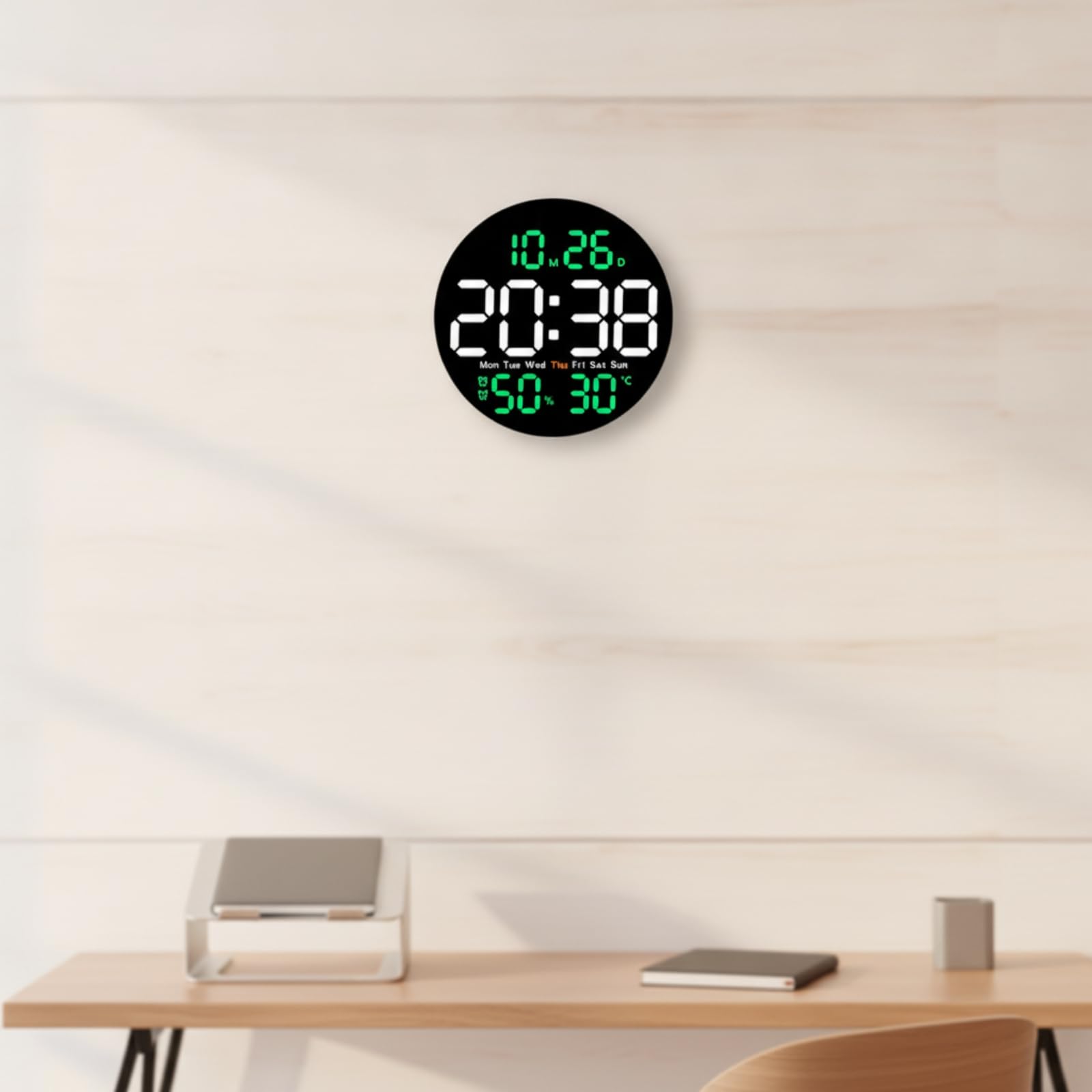 Orologio Digitale da Parete Moderno Orologio da Parete Digitale Temperatura per Ufficio