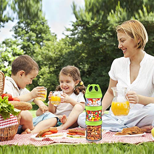 Image of SELEWARE Green Stackable Snack Containers for Kids Toddlers Adults, 28oz