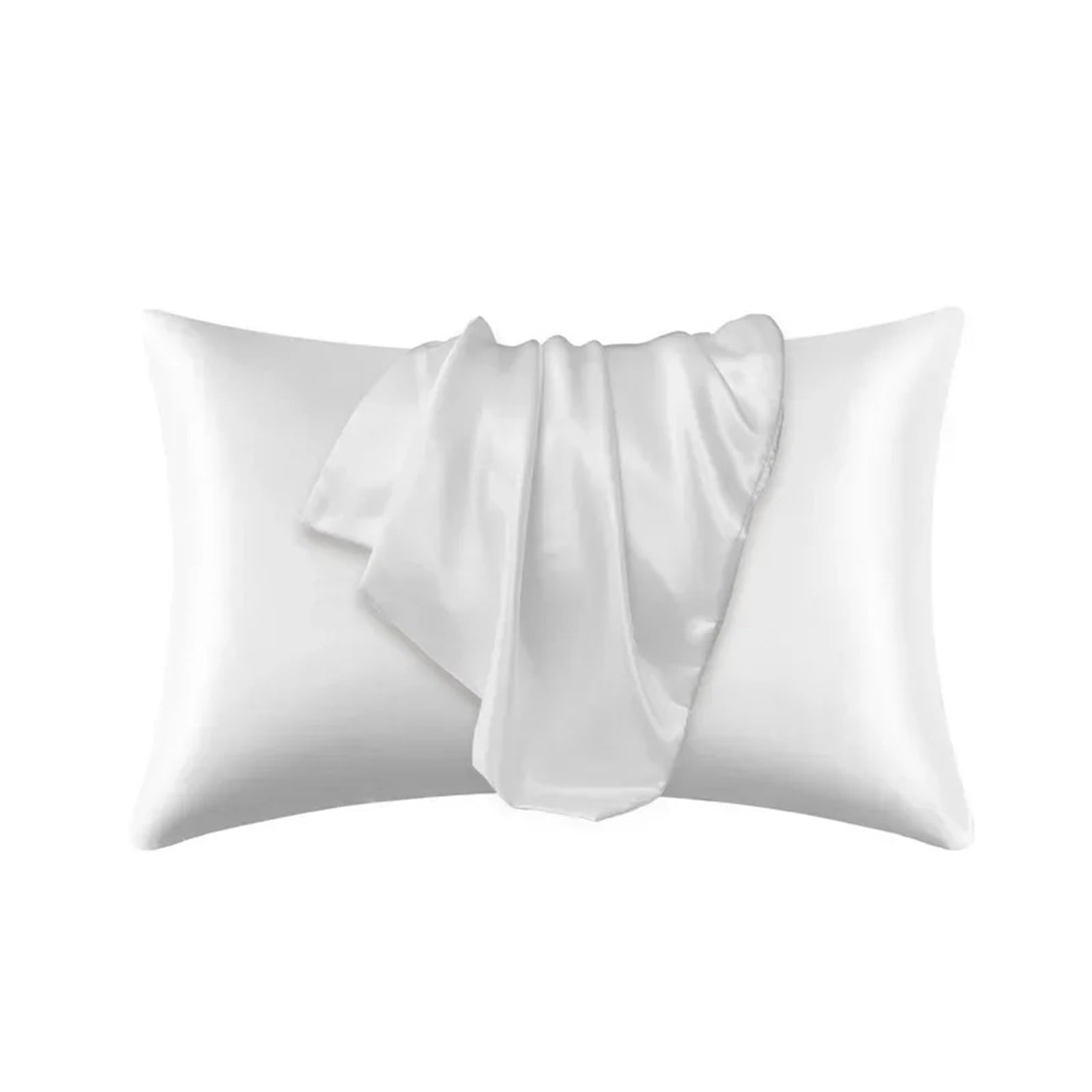 Silky Pillow Covers, Silk Pillowcase Multicolor Multiple Sizes(White,51cmx66cm)