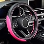 LABBYWAY Microfiber Leather Auto Car Steering Wheel Cover,Universal Fit 15 Inch Anti-Slip Wheel Protector (Pink)