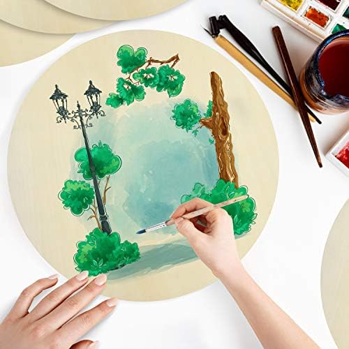 BELLE VOUS 8 Pack Wooden Unfinished Round Circles - 30cm/11.81 Inches with 3mm Thickness - Plain Natural Blank Wood Discs Slices Cutouts for Crafts, Sign Plaque, Home Decorations and Ornaments