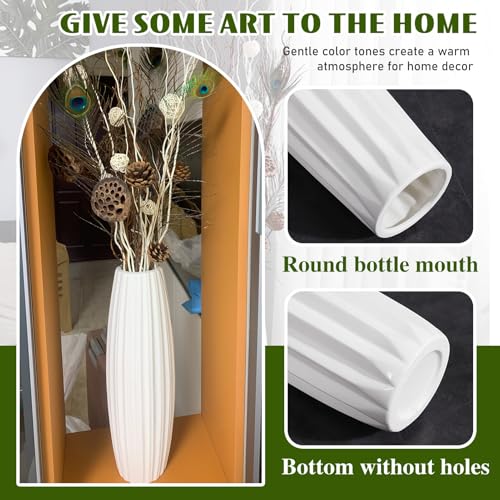 Vase en céramique blanc grand modèle pour chambre à coucher - 6