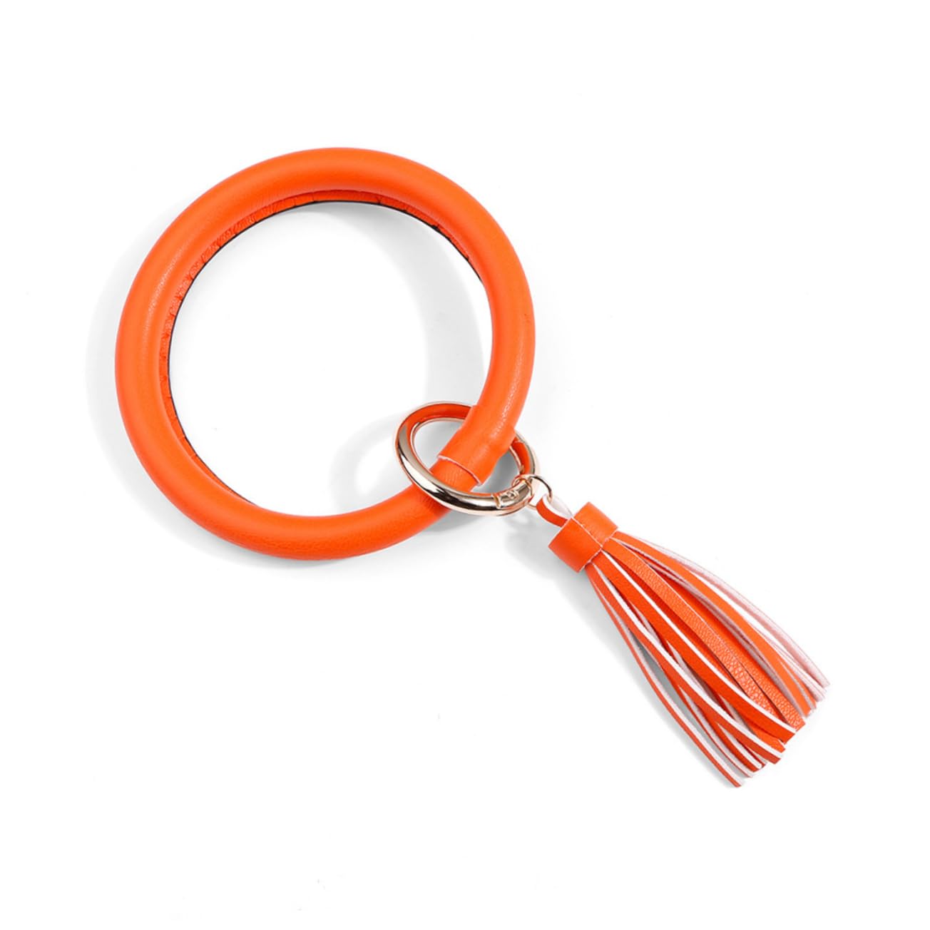 TENDYCOCO Leather Bangle Big Circle Keychain Large Wrist Ring Women Fashion Wristband Women Bracelet Orange