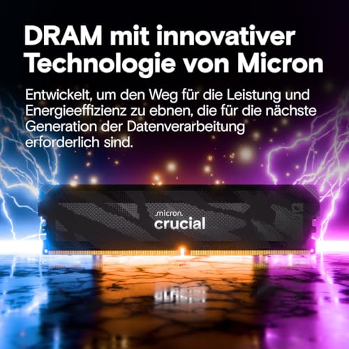 Crucial Pro DDR5 RAM 32GB Kit (2x16GB) 6400MHz CL32, Gaming PC Arbeitsspeicher, Intel XMP 3.0 / AMD Expo, Schwarz - CP2K16G64C32U5B
