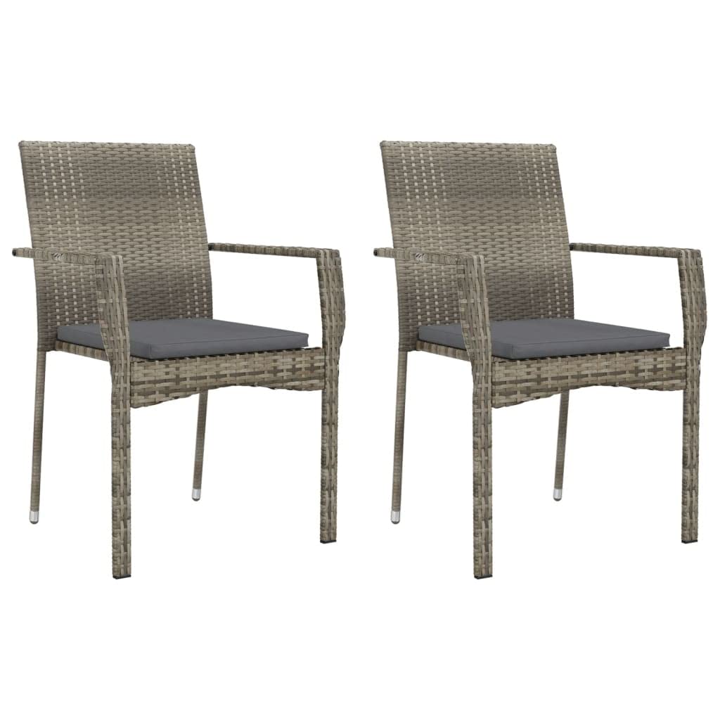 Set di mobili da giardino con cuscini, set da pranzo per terrazza e balcone, in polyrattan resistente alle intemperie, tavolo in legno di acacia, sedie impilabili, set da salotto per esterni
