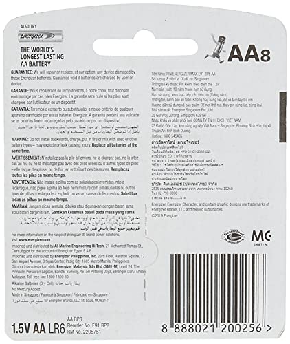 Image of Energizer Max Alkaline AA Batteries - Pack of 8
