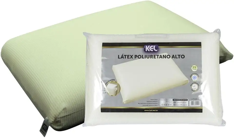 Travesseiro ALTO 16CM Látex de PU Marca Kel | Ortopédico, Antiácaro, Não Deforma, Ergonômico, Suporte Alto, Dormir de Lado – Conforto e Tecnologia para o Sono