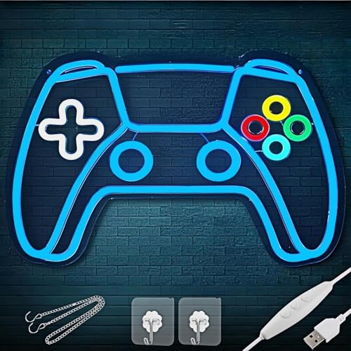Gamer Neon Sign - Gamepad Shaped LED Gaming Sign, Dimmable USB-Powered Gaming Light for Gamer Room Decor, Boys Bedroom & Teen Gifts - Cool Neon Art for Gamers