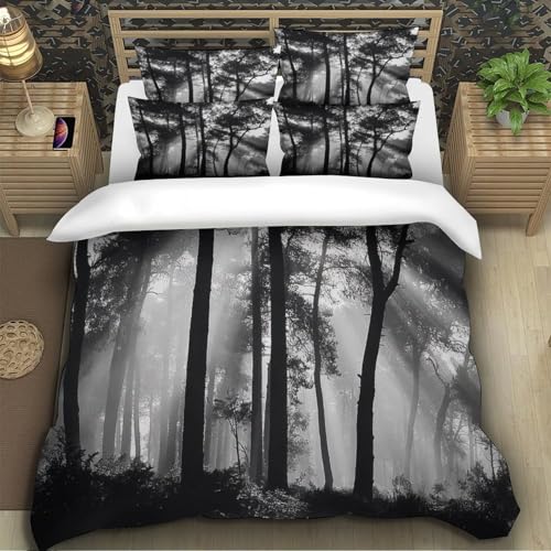 Housse de couette microfibre résistante motif cerf 3D avec fermeture éclair