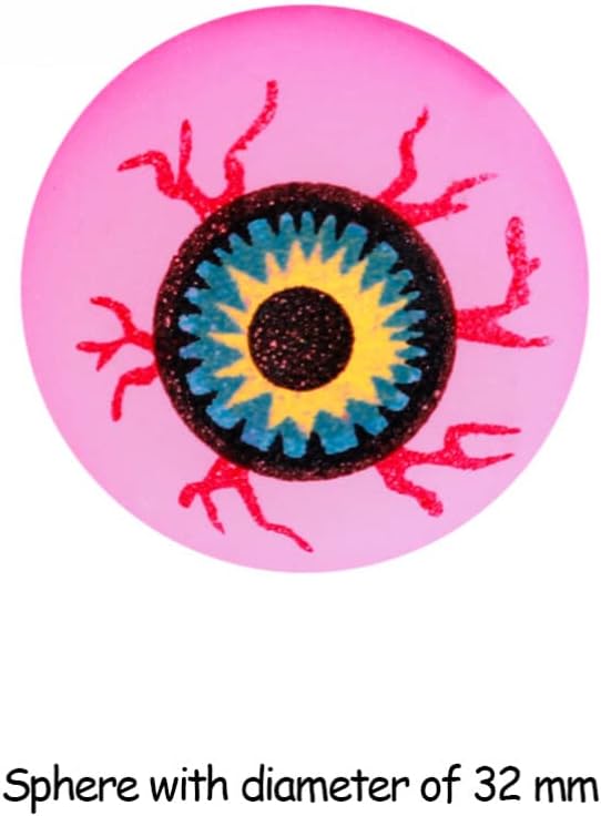 MAGICLULU 10個 32mm 暗闇で光る ハロウィンアイボール 怖い目のボール パーティー用品 弾むボール ハロウィンのおや