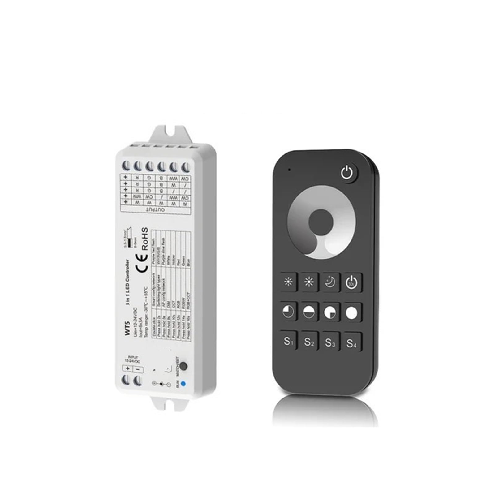 Controlador LED WT5 5 canales RGBCCT 12V 24V y mando RT1