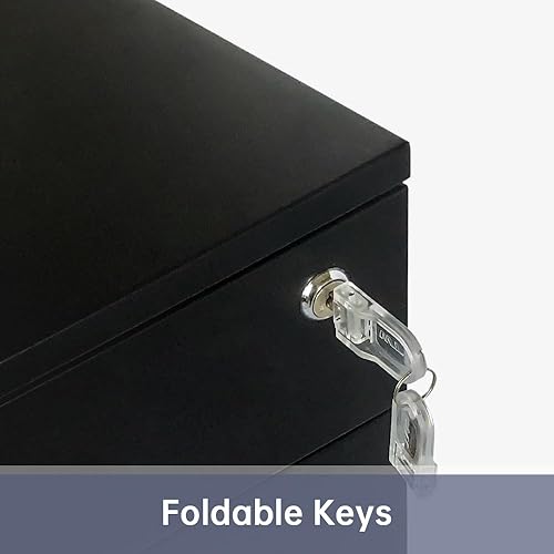 Miniatura 21 de Archivador móvil de 2 cajones con cerradura, archivadores de oficina para debajo del escritorio, archivador pequeño totalmente montado excepto Negro