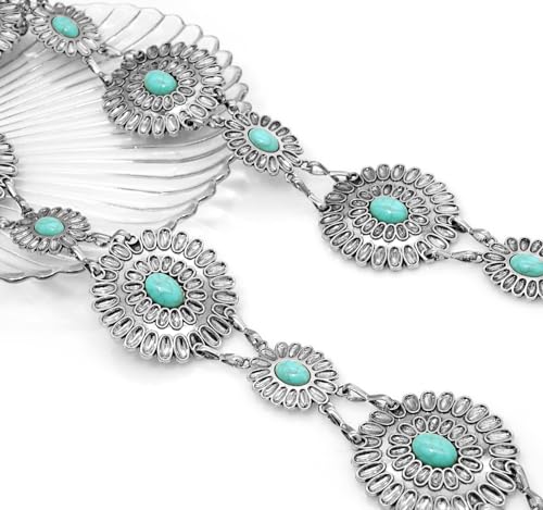 Image of Women's Concho Chain Belt Western Cowgirl Metal Waist Chain Belt for Dress