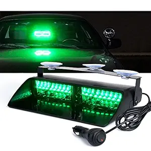 Xprite Green 16 LED High Intensity LED Law Enforcement Emergency Hazard Warning Strobe Lights For Interior Roof/Dash/Windshield With Suction Cups (GREEN)