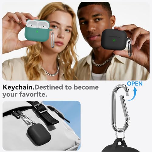 Image of Ljusmicker for AirPods Pro 3 Case 2025 with Cleaner Kit,Black | Soft Silicone Protective Cover for Apple AirPod Pro 3rd Generation Case with Keychain for Women Men,Shockproof