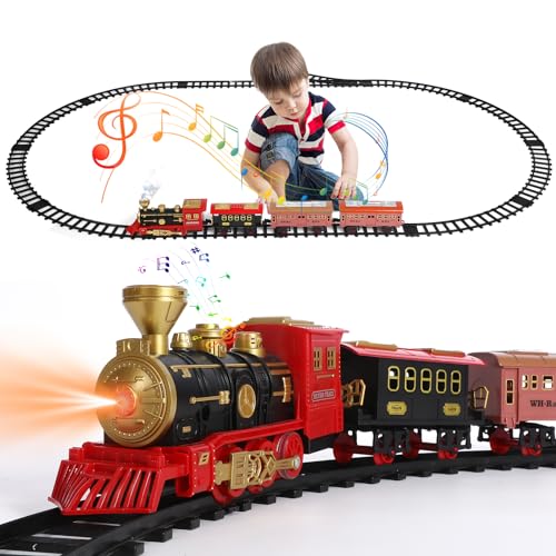 icyant Tren Arbol de Navidad, Tren Juguete para Niños Clasico 470cm Vías de Tren 76cm Kit de Tren...