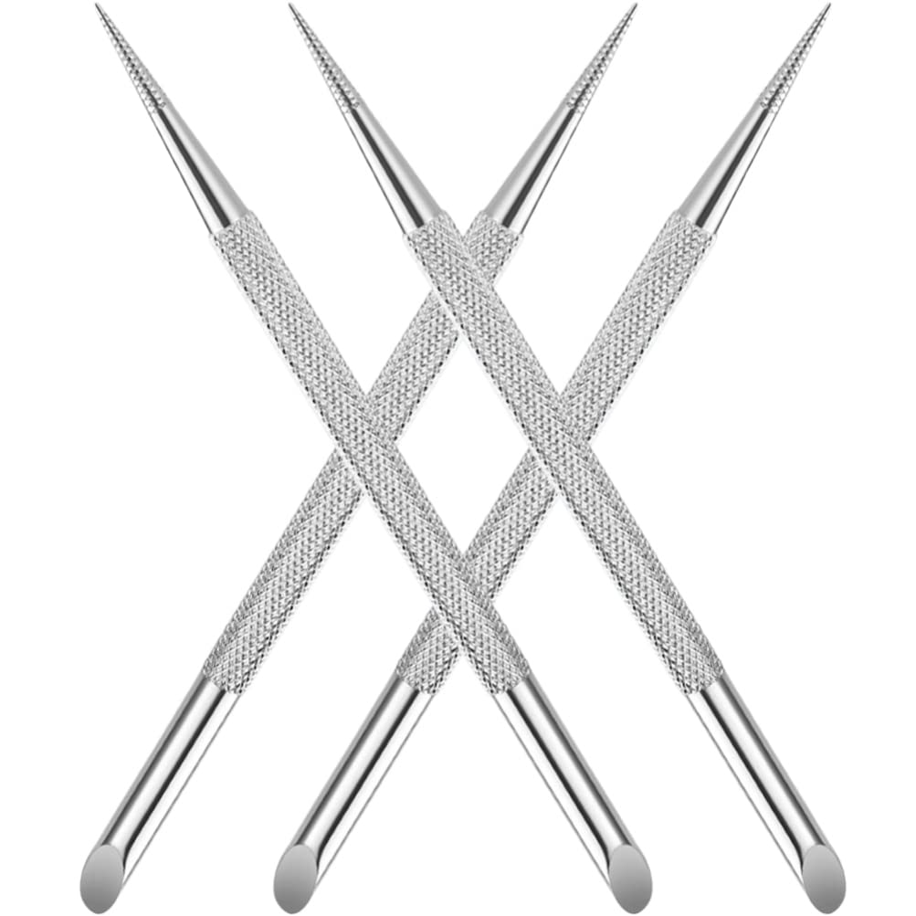 Beavorty 4pcs Stainless Steel Cuticle Pusher Nail Dotting Pen Metal Dead Skin Remover for Professional Manicure Pedicure Nail Art Care Tools