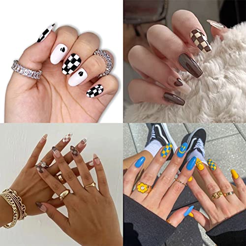 12 Sheets Plaid Nail Wraps Full Stickers Nail Polish Strips, French Diy Self-Adhesive Nail Art Decals Color Checkerboard Pattern Decor With 2 Piece Nail Files (168 Pieces) #TOP5