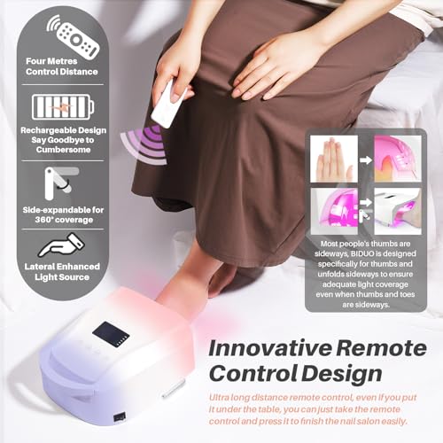 Image of 96W Cordless UV LED Nail Lamp, Periwinkle to Pink Gradient | 52 Beads Quick Dry with Remote | 4 Timer Settings & Auto Sensor | Rechargeable Gel Nail Light for Manicure Pedicure