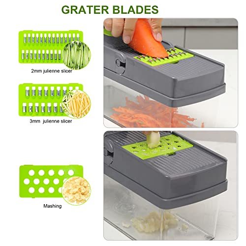 Vegetable Chopper, Pro Onion Chopper With Container, 16-In-1 Veggie Food Chopper Slicer Dicer Cutter With Self-Cleaning Button 9 Blade #TOP4