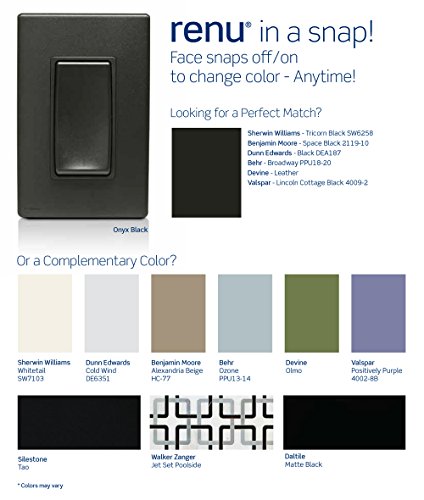 Leviton REWP4-OB Renu Four-Gang Screwless Snap-On Wallplate, Onyx Black, Sand,white - Image 3