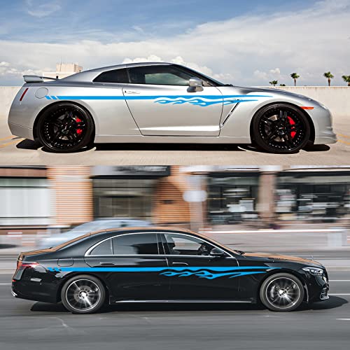 Fochutech 1 Set Car Auto Body Sticker Flame Self-Adhesive Side Truck Vinyl Graphics Decals (Blue) #TOP2