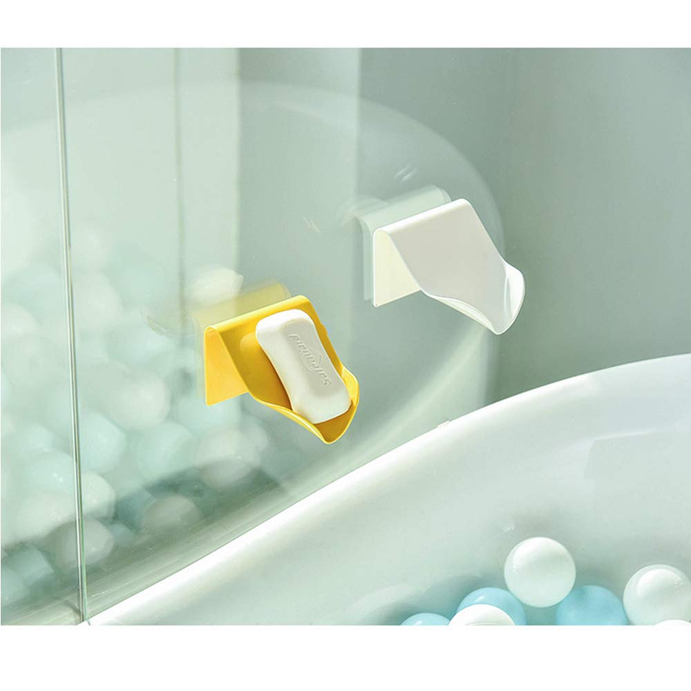 Zeepbakje Voor Keuken Badkamer Douche, Zeepkist Zeepbakje Aan De Muur Gemonteerde Plastic Zelfdrainerende Zeephouder Wit Blauw Geel Rood 4