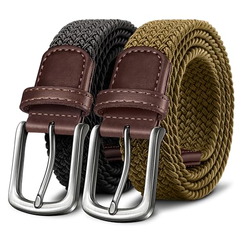 Image of KEMISANT Men's Golf Belt Nulti-pack, Braided Woven Stretch Belt for Gift Men Casual Jeans Sports Work 1 3 /8 inch