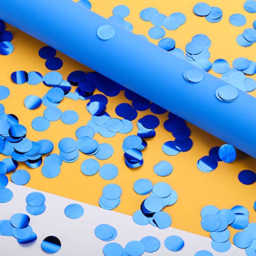 Image of TecUnite Sapphire Blue Foil Confetti Round Tissue Paper Table Confetti Dots for Wedding Birthday Party Decoration Arts Craft DIY Scrapbooking, 1.76 oz (1.5 cm)