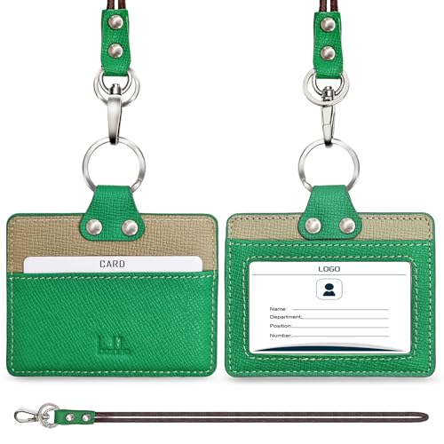 Porte-cartes d'identité en cuir vertical avec son cordon robuste à offrir - 7