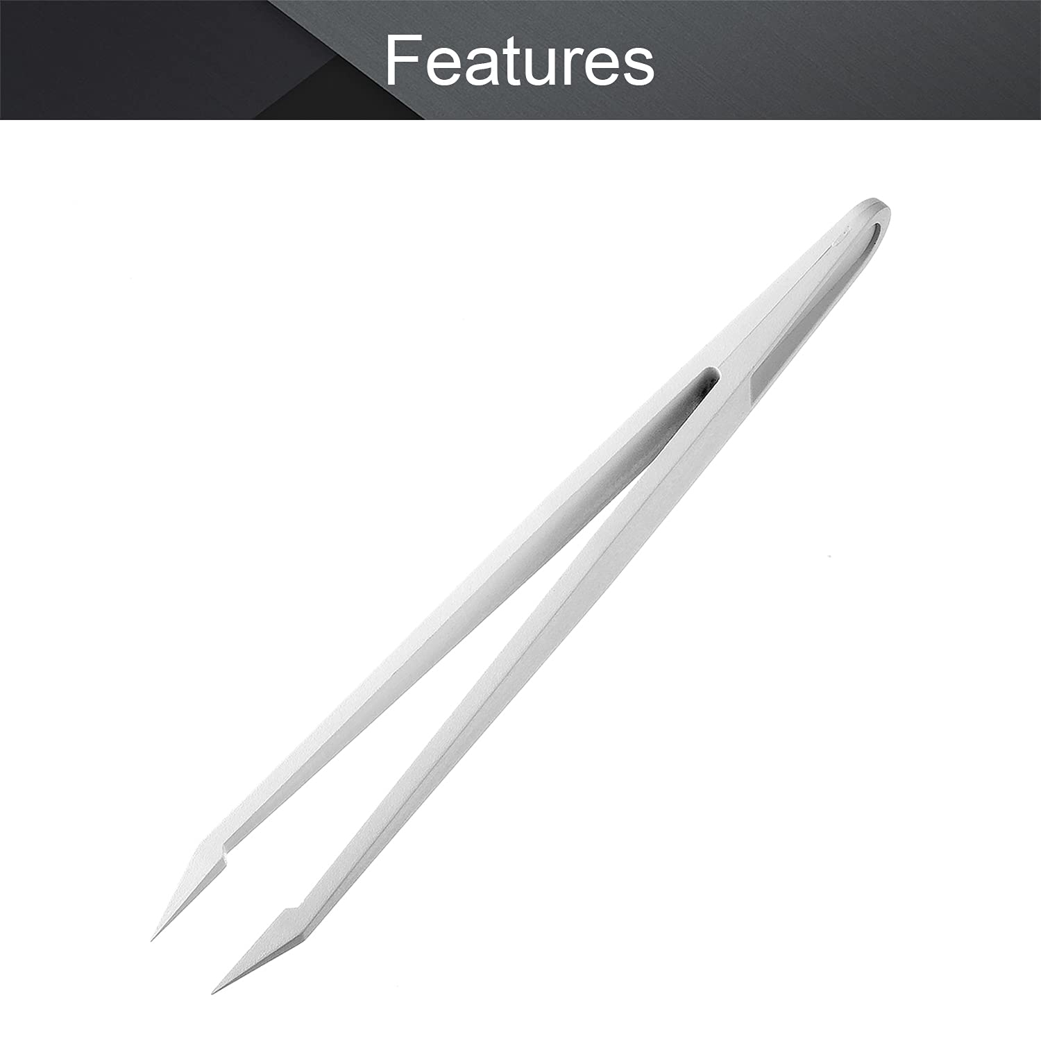 PULABO Anti-Static Plastic Tweezers – Precision Slant Flat Tip, 4.7" PC Carbon Fiber For Electronics, Jewelry, DIY & Beauty