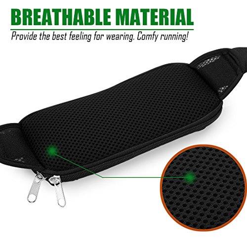 USHAKE Running Belt with Extender Belt, Bounce Free Pouch Bag, Fanny Pack Workout Belt Sports Waist Pack for Apple iPhone Samsung Note Galaxy in Running Walking Cycling-05BK - Thumbnail 3