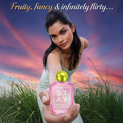 Image of FACES CANADA STAY Bloom After Dark Eau de Parfum for Women, 50ml | Long-Lasting Fruity Floral Perfume with Blackcurrant & Jasmine | Elegant Night Scent | Gifts for Women | Premium Fragrance