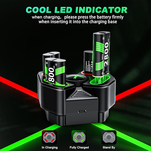 image for Bcofo Rechargeable Battery Pack for Xbox Controller, 4 x 6720mWh USB R