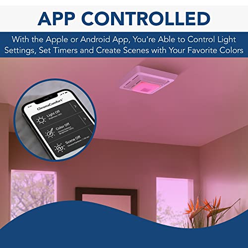 Image of Broan-NuTone FG800RGBS Genuine Replacement Cover (Bath Fan Not Included) with ChromaComfort LED Light and Sensonic Bluetooth Speaker, Fits Select Bathroom Fan Models