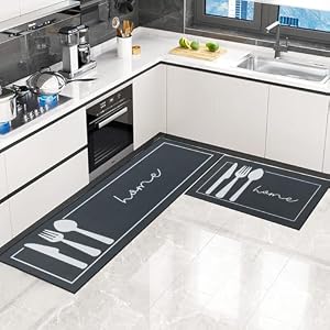 2 Pieces Kitchen Rug Non Slip Washable, Kitchen Floor Mat, Kitchen Mat Sets For Kitchen, Hallway, Dining Room and Entryway and Home Decoration, 43x75cm + 43x120cm