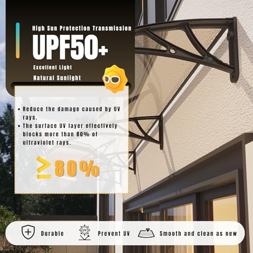 Awning-for-Door-Entrance-Awnings-for-Doors-Polycarbonate-Cover-Outdoor-Front-Door-Patio-UVRainSnow-Protection-Door-Awnings-Exterior-for-PorchPatioDeck Awning for Door Entrance Awnings for Doors Polycarbonate Cover Outdoor Front Door Patio UVRainSnow Protection Door Awnings Exterior for PorchPatioDeck