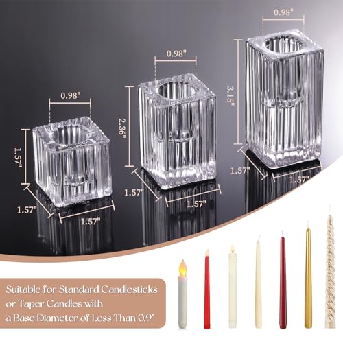 Letine 12Pcs Vertical Stripe Glass Candlestick Holders thumb #1