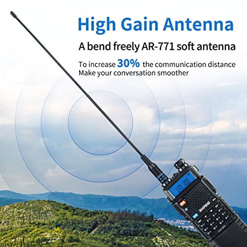 Baofeng Radio Uv-5R 8W Handheld Two Way Radio Vhf/Uhf Ham Radios Portable Walkie Talkie With Extra Ar-771 High Gain Antenna And 1800Mah&3800Mah Extended Battery And Headsets (2Pack) #TOP2