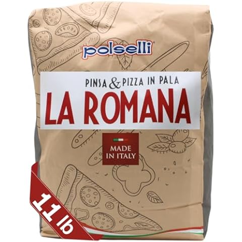 La Romana Pinsa & Pizza in Pala Flour, Type 0 Flour, 11 lb (5 Kg), Roman-style pizza Flour, Pizza Crust, high in protein Italian Flour (15.5g), Ideal for Airy, Light, Crunchy, Flavorful Pizza, Wheat Flour, Rice Flour, Sourdough,Polselli Cover